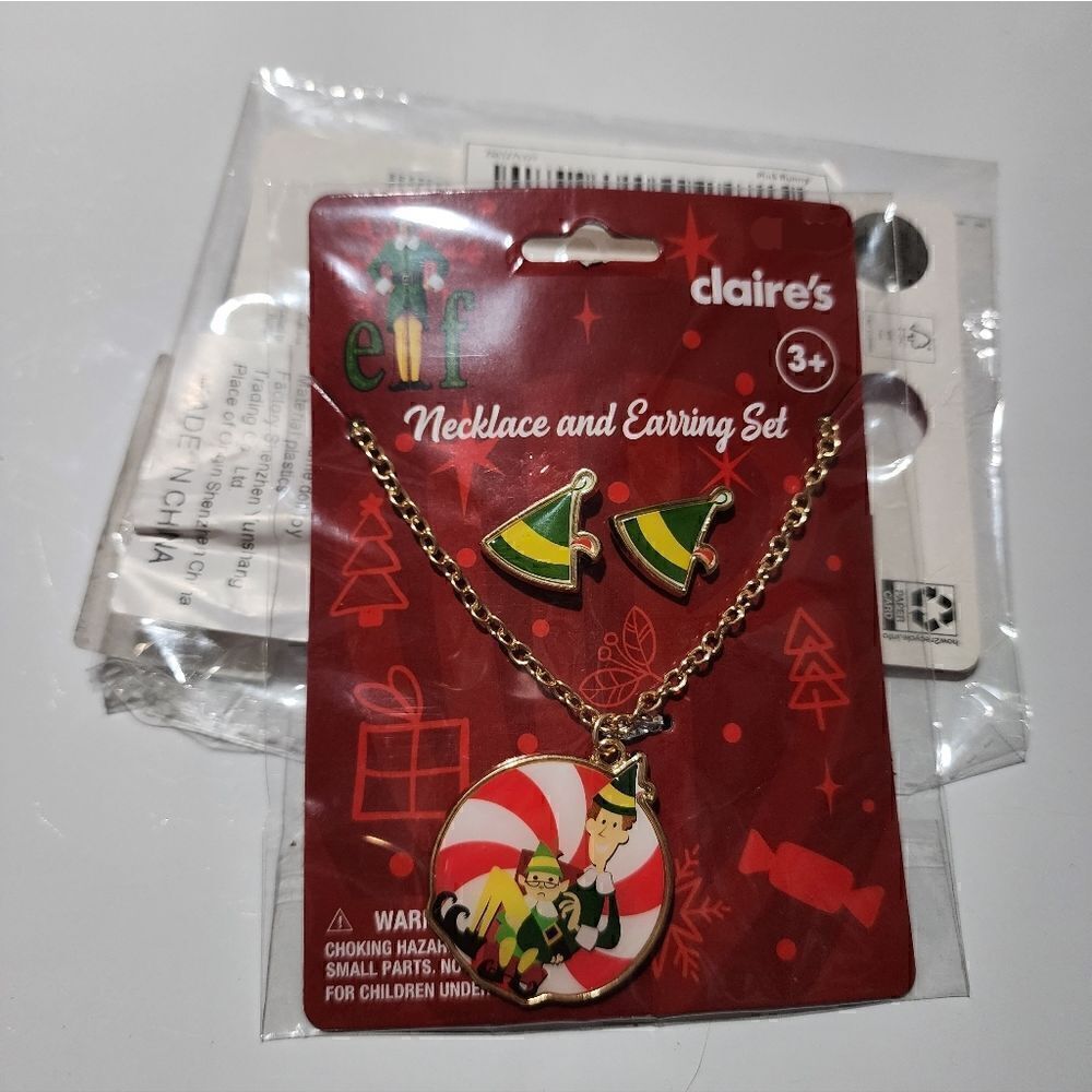 Elf Movie Necklace & Hat Earrings Christmas Buddy Elf and Papa Claire's NEW